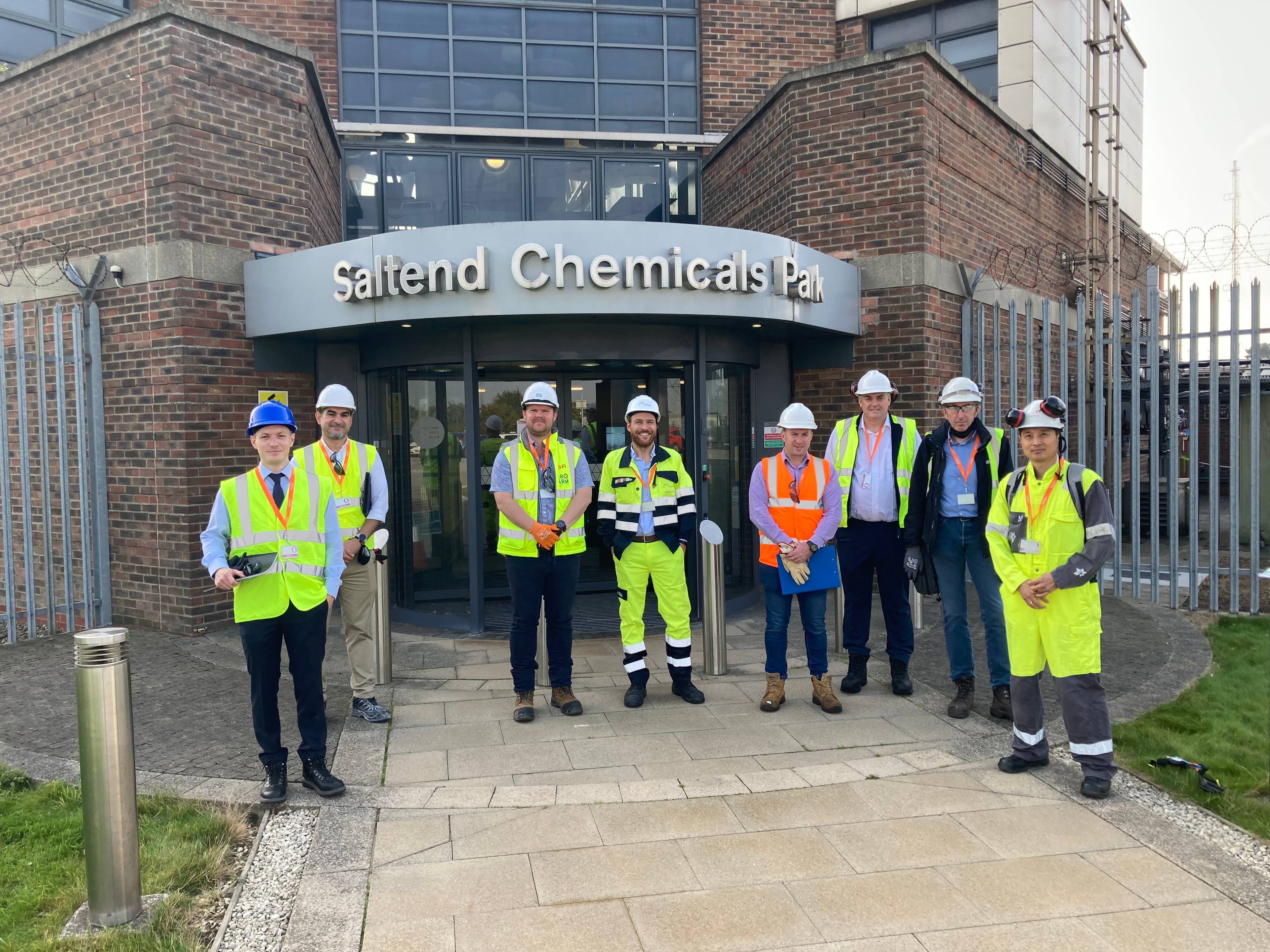 Group photo at the entrance of Saltend Chemicals Park main office