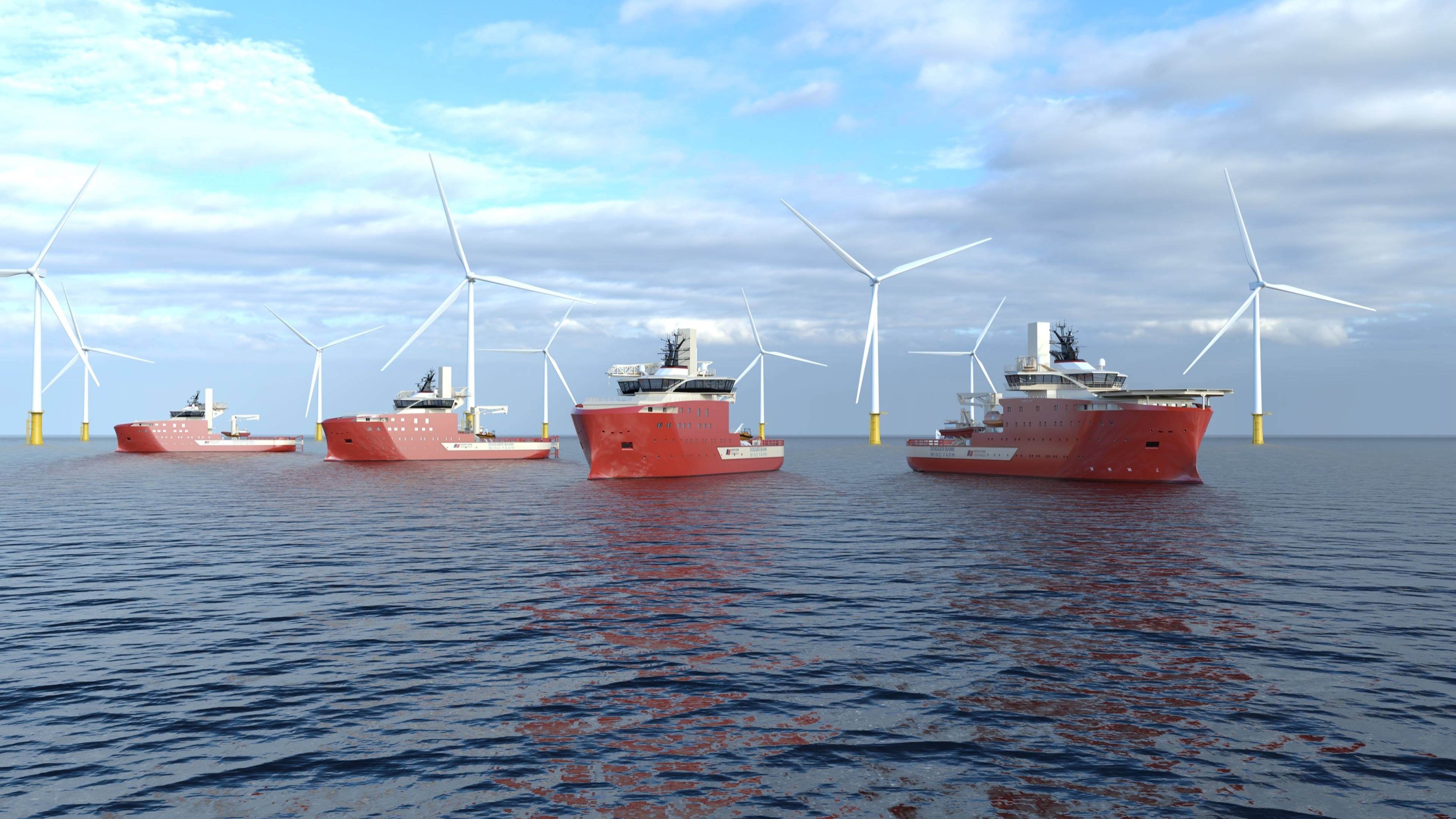 Illustration of offshore service vessels at Dogger Bank wind farm