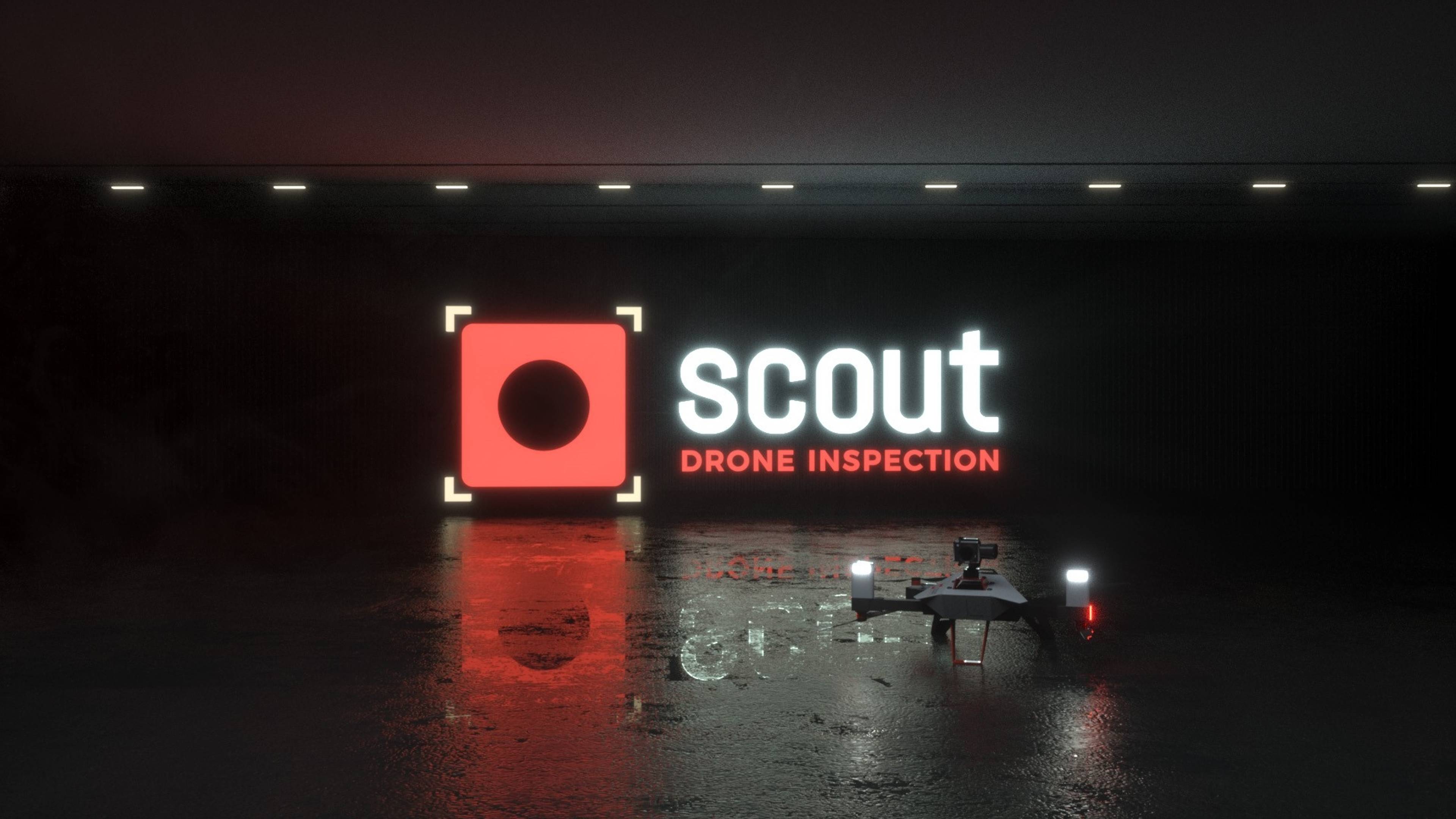 Image of Scout Drone Inspection logo and a drone