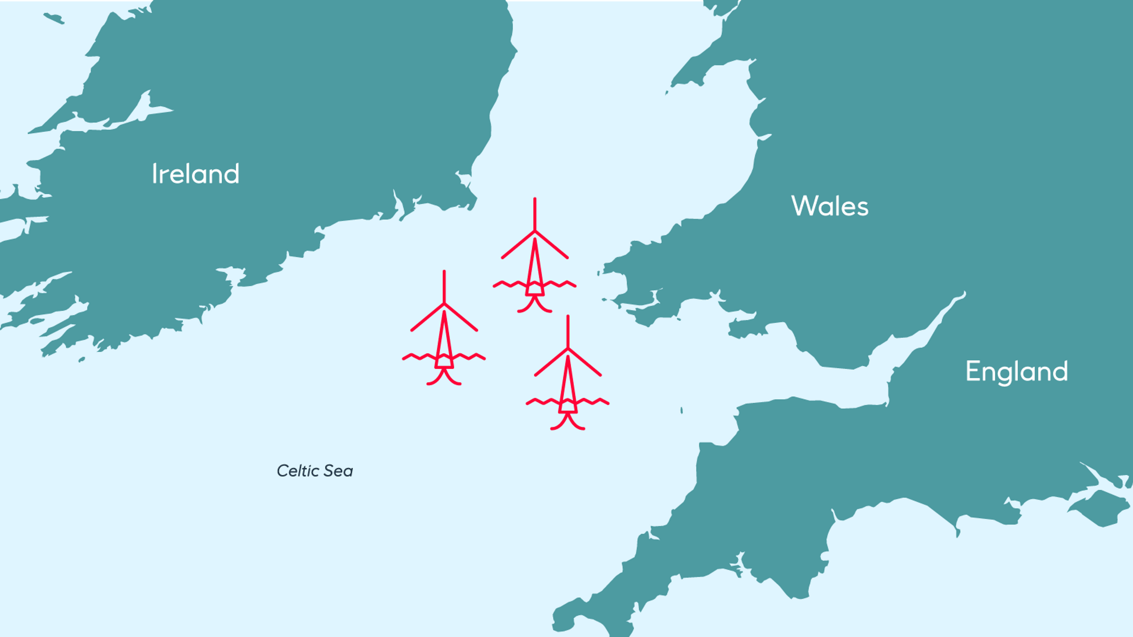 Celtic Sea region with floating wind icons